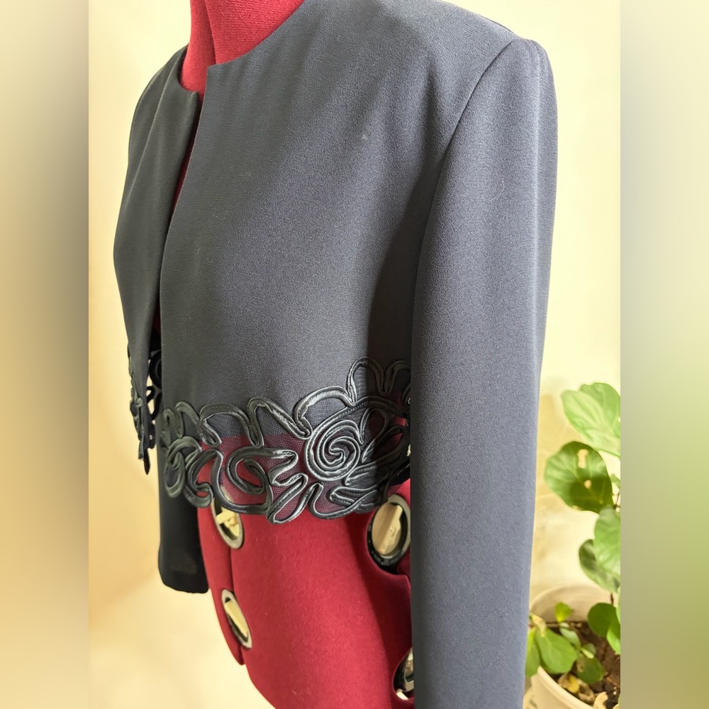 Joseph Ribkoff Elegant Navy Women's blazer Jacket with Floral Detailing - Picture 5 of 7